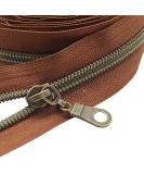 MebuZip 5 Antique Brass Metallic Nylon Coil Zippers by The Yard Bulk Coil Zipper Roll 10 Yards with 25pcs Pulls for DIY Sewing Craft Bags (Brown) Antique Brass Brown - Buy Online on GoSupps.com