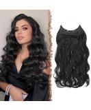 Feshfen Invisible Hair Extensions | Adjustable Natural Black Curly & Wavy 45cm - Secret Hair Transformation for Women - Buy Online on GoSupps.com