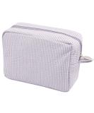 Seersucker Cosmetic Bag - Large Makeup Pouch Travel Toiletry Case | Purple Organizer for Women & Girls - Buy Online on GoSupps.com