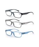 3 Pack High-Quality 2.5 Reading Glasses for Men & Women - Comfortable Rectangular Design in Black & Blue-Gray - Perfect Reading Aid - Buy Online on GoSupps.com