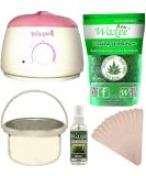 Professional Complete Waxing Kit with Film Hard Wax Heater, After Wax Oil, Spatulas, and WAXEE FLEX 500g Stripless Wax - Buy Online on GoSupps.com