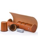 Party Games Leather Dice Cup Set - 5 Cups, 25 Dice, Storage Case - Faux Leather with Magnetic Closure - Buy Online on GoSupps.com