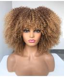Annivia Ombre Blonde Afro Short Kinky Curly Wig with Bangs for Black Women Curly Wig 14 Inch Ombre blonde - Buy Online on GoSupps.com