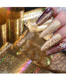 Gold Nail Foil Transfer Stickers Nail Art Supplies Holographic Laser Star Moon Flower Heart Abstract Face Designer Nail Stickers 3D Glitter Line DIY Design Manicure Accessories Decoration 16 Sheets - Buy Online on GoSupps.com