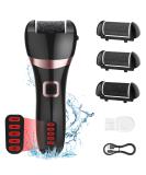 Electric Foot File Callus Remover by Wolady - Rechargeable & Waterproof with 3 Rollers, 2 Speeds | Foot Scrubber Pedicure Kit for Dead Skin, Cracked Heels, Calluses - Black - Buy Online on GoSupps.com