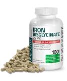 Bronson Iron Bisglycinate 25mg - Gentle on Stomach - Supports Energy & Red Blood Cell Production - Non-Constipating Formula - 180 Vegetarian Capsules - Buy Online on GoSupps.com
