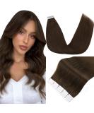 FSHINE Medium Brown Real Hair Tape Extensions - 30cm Remy Straight #4 - 20 Pieces Invisible Tape-in Extensions - Buy Online on GoSupps.com