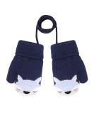Girls Boys Cute Fox Knitting Short Full Finger Gloves Toddler Kids Winter Thermal Plush Lining Cycling Camping Gloves Mitten for 1-3 Yrs Navy Blue - Buy Online on GoSupps.com