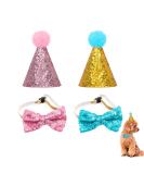 Buy Dog Birthday Hat Set - Sequin Accessories for Pet Parties | Blue & Pink 2 Pieces - Buy Online on GoSupps.com