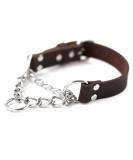 Mighty Paw Leather Martingale Dog Collar | Premium No Pull Training Collar for Dogs - Stainless Steel Chain Cinch - Large, Medium, Small - Brown - Buy Online on GoSupps.com