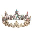 Baroque Queen Crowns and Tiaras - Crystal Wedding Crown for Women - Vintage Birthday Tiara - Halloween Costume Party Hair Accessories - Multicolor Gemstones - Buy Online on GoSupps.com