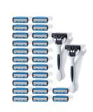 24 Stainless Steel 6 Blade Shaving Razor for Men - Replaceable Blades 2 Non-slip Handles Disposable & Reusable Manual Safety Razor - Buy Online on GoSupps.com