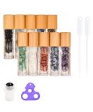 Buy Z-Color 10pcs Natural Semiprecious Gemstones Essential Oil Roller Bottles - 10ml Transparent Glass with Bamboo Caps for Aromatherapy - International Shipping Available - Buy Online on GoSupps.com