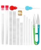 UOOU 28 Pcs Beading Needles Set Include 20 Pcs Long Straight Beading Thread Needles + 8 Pcs Big Eye Beading Needles, Embroidery Needles with Needle Bottle, Thimble, Needle Threaders for Jewelry Making - Buy Online on GoSupps.com