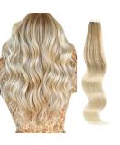Buy Real Hair Balayage Tape In Extensions - Platinum Blonde & Ash Brown 45cm | 50g Invisible Double-Sided 20 Pieces - Buy Online on GoSupps.com