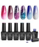 Beetles Color Changing Gel Polish Set - 6 Blue Purple Temperature Change Colors - Long Lasting Soak Off Gel Kit for DIY Home Manicure - Buy Online on GoSupps.com