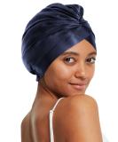Shop Lilysilk 100% Mulberry Silk Sleeping Cap | 19 Momme Dark Blue Bonnet for Curly Hair - Women's Night Sleep Headgear with Elastic Ribbon - Buy Online on GoSupps.com