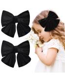 Velvet Hair Bows Set for Girls - 2 Big Black Fall Bow Alligator Clips | Toddler Teens Kids Accessories - Buy Online on GoSupps.com