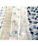 5pcs Large 70x70cm Muslin Squares Cloths 100% Cotton | Cute BOY Desgin | Boy Colour - Buy Online on GoSupps.com