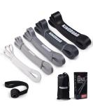 Set of 5 Heavy Duty Resistance Bands for Pull Up Assistance | Power Lifting & Stretching Workout Bands with Instruction Guide & Carrying Bag - Black - Buy Online on GoSupps.com