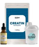 Creatine Monohydrate Powder 600g Bundle with Shaker & Vitamin D3 Drops - Best Alternative to Capsules - Premium Creatine from Trusted Brand - Buy Online on GoSupps.com