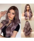 Ombre Purple Wig for Women - Long Wavy Heat Resistant Purple Wig with Dark Brown Roots for Costumes & Daily Wear - Buy Online on GoSupps.com