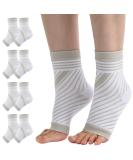 4 Pairs Neuropathy Socks for Plantar Fasciitis & Foot Support - Men & Women - Sports Injury Recovery - Arch Support - Anti-Slip - Pain Relief - White - Buy Online on GoSupps.com