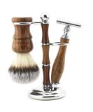 JAG Shaving Razor Set | Sustainable 3-Part Wooden Razor & Synthetic Hair Brush | Double Edge Blades for Men & Women | Eco-Friendly Shaving Stand - Buy Online on GoSupps.com