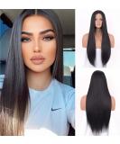 VEBONNY Glue Free Natural Black Wigs for Women 1B Black Synthetic Hair Wig Light Black Wigs Natural Straight Realistic Hair Middle Part 24 Inch VEBONNY-074 #074 - Buy Online on GoSupps.com