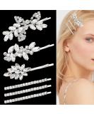 6-Piece Rhinestone Wedding Hair Clips & Pins - Crystal Barrette Bridal Hair Accessories for Women - Buy Online on GoSupps.com