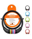 NEAN bike lock with numbers for children various colors 10x650 mm cable lock code combination children's lock bicycle children's bike lock colorful numerical castle girl boys black - Buy Online on GoSupps.com