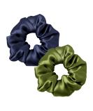 Lilysilk 100% Silk Hair Rings for Women | Dark Blue & Dark Olive Ponytail Holders | Eco-Friendly Hair Ties | 2-Pack - Buy Online on GoSupps.com