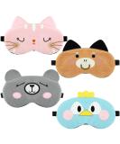 Buy Cute Animal Sleep Masks for Kids - 4 Pack Adjustable Eye Masks | Soft Comfortable & Perfect for Women & Children in Pink Brown Grey Blue - Buy Online on GoSupps.com