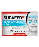 Sudafed PE Non-Drowsy Head Congestion + Pain Relief Caplets - 20 ct - Buy Online on GoSupps.com