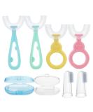 PandaEar 4-Pack U-Shaped Soft Silicone Toothbrush for Kids 2-6 & 2-Pack Baby Finger Toothbrush Set - 360 Whole Mouth Cleaning | Ages 3 Months - Buy Online on GoSupps.com