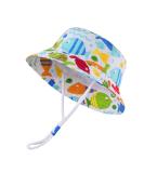 LANGZHEN Beach Sun Protection Hat for Baby Girls, Adjustable Toddler Kids Hat with Wide Brim and Chin Strap - Colorful Fish Design | Ages 1-2 Years - Buy Online on GoSupps.com