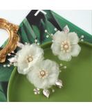 SOBEIT Bridal Hair Clips 2PCS Pearl White Flower Mesh Clips - Vintage Wedding Hair Comb Pins - Gold Bridal Hair Accessories for Women & Bridesmaids - Buy Online on GoSupps.com