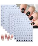 8 Sheets 3D Star Nail Art Stickers - Self-Adhesive Silver Glitter Decals for DIY Manicure | Metallic Acrylic Nail Accessories - Buy Online on GoSupps.com