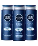 NIVEA MEN Cool Body Wash with Icy Menthol, 3 Pack of 16.9 Fl Oz Bottles Cool 16.9 Fl Oz (Pack of 3) - Buy Online on GoSupps.com