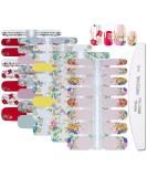 WOKOTO Nail Art Wraps Stickers Set with Nail File - Flower Leaf Design Decals for Manicure - 5 Sheets - Buy Online on GoSupps.com
