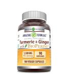 Amazing Formulas Turmeric Curcumin & Ginger 2250mg with BioPerine - 180 Veggie Capsules - Non-GMO, Gluten Free - Made in USA - Ideal for Vegetarians - Buy Online on GoSupps.com