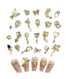 3D Nail Charms: 23 Pcs Shiny Rhinestones Gems Butterfly Heart Bow Dangle Gold Metal Nail Jewelry - Luxury Nail Art Decoration for DIY Nail Design - Buy Online on GoSupps.com
