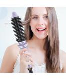 Mini Curling Iron Travel Hair Brush - Anti-Scald Round Hot Brush for All Hair Types | Professional Instant Heat Up Curling Wand | Purple - Buy Online on GoSupps.com