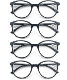 MODFANS Set of 4 Round Reading Glasses for Men & Women - High Quality Comfortable Fashion Glasses +3.00 Strength - Ideal Reading Aid in Black - Buy Online on GoSupps.com