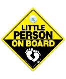 Baby On Board Sign - Little Person with Baby Feet Design | Yellow and Black Vehicle Sign with Suction Cup Attachment - Buy Online on GoSupps.com
