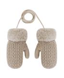 Baby Toddler Cute Winter Knitted Mittens with Fleece Lining - Beige | Ages 1-4 Years - Buy Online on GoSupps.com