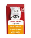 Gourmet Mon Petit Intense Duck Chicken and Turkey Adult Wet Cat Food 6x50g Pack of 8 - Buy Online on GoSupps.com