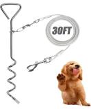GENCAM Dog Tie Out Cable and Stake for Dogs Dog Tie Out Cable with Spiral Ground Stake Outdoor Dog Camping Tie Out Dog Lead Hook Leash for Dogs (10m) - Buy Online on GoSupps.com