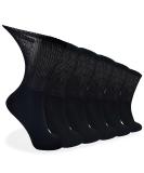 LIN Diabetic Socks for Men & Women - Non-Binding Circulatory Extra Wide Top - 6 Pairs Crew/Jet Black - Size 9-11 - Buy Online on GoSupps.com