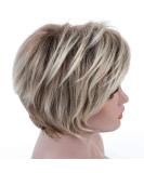 Rosa Star Ombre Brown Mixed Blonde Short Wig with Bangs | Natural Curly Synthetic Hair | Heat Resistant | Full Wig for Women - Buy Online on GoSupps.com